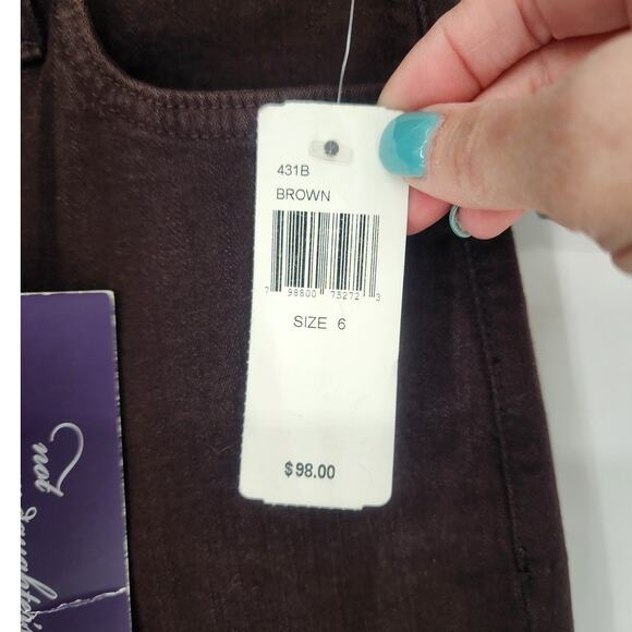 NYDJ Brown Straight Leg Lift Tuck High Rise Jeans Women’s Size 6 NWT - Picture 7 of 12